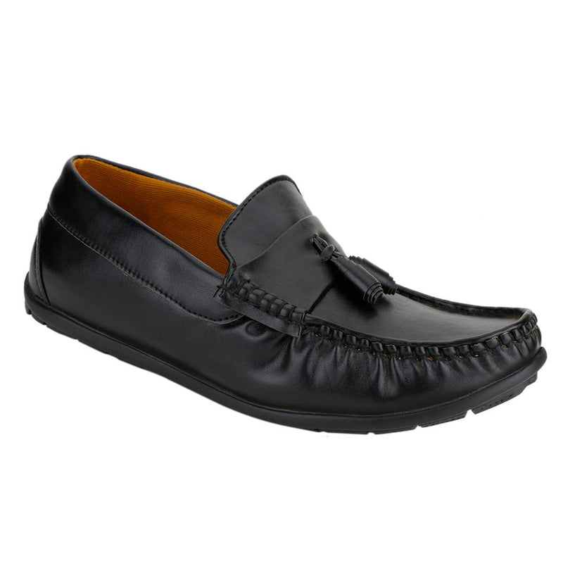 Men's Stylish Black Synthetic Leather Loafers