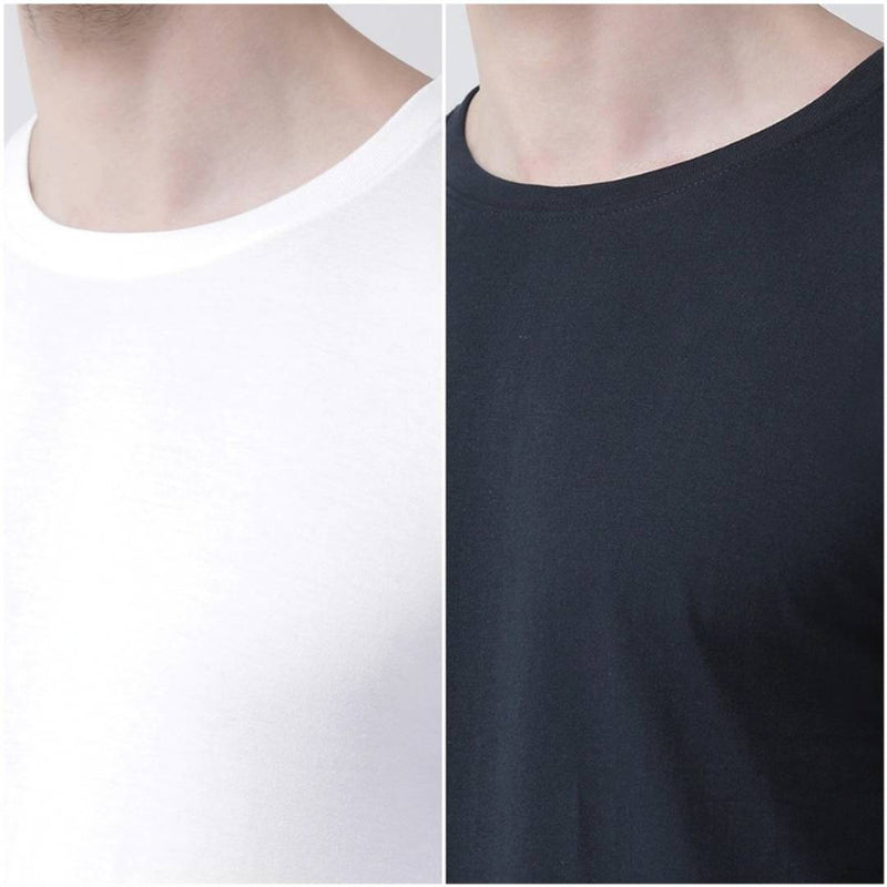 Pack of two solid T-shirts, Cotton blend, each has a round neck, and long sleeves