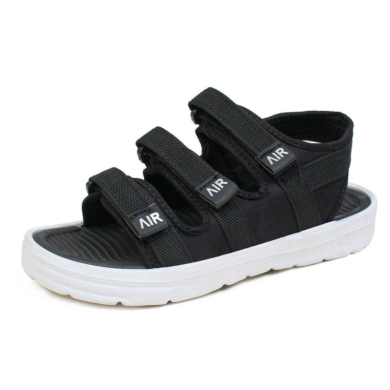 Stylish EVA Sole Black  Synthetic 3 Belt Velcro Sandal For Men