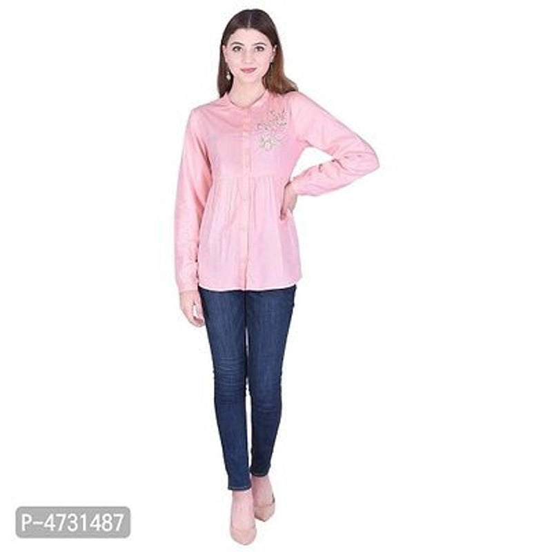 Women Pink Viscose Solid Shirt