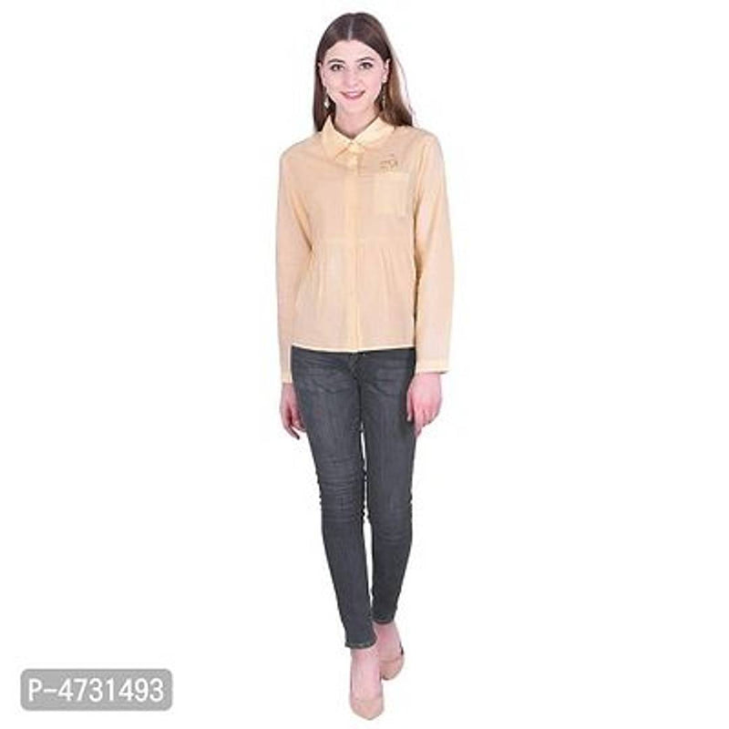 Women Yellow Cotton Solid Shirt