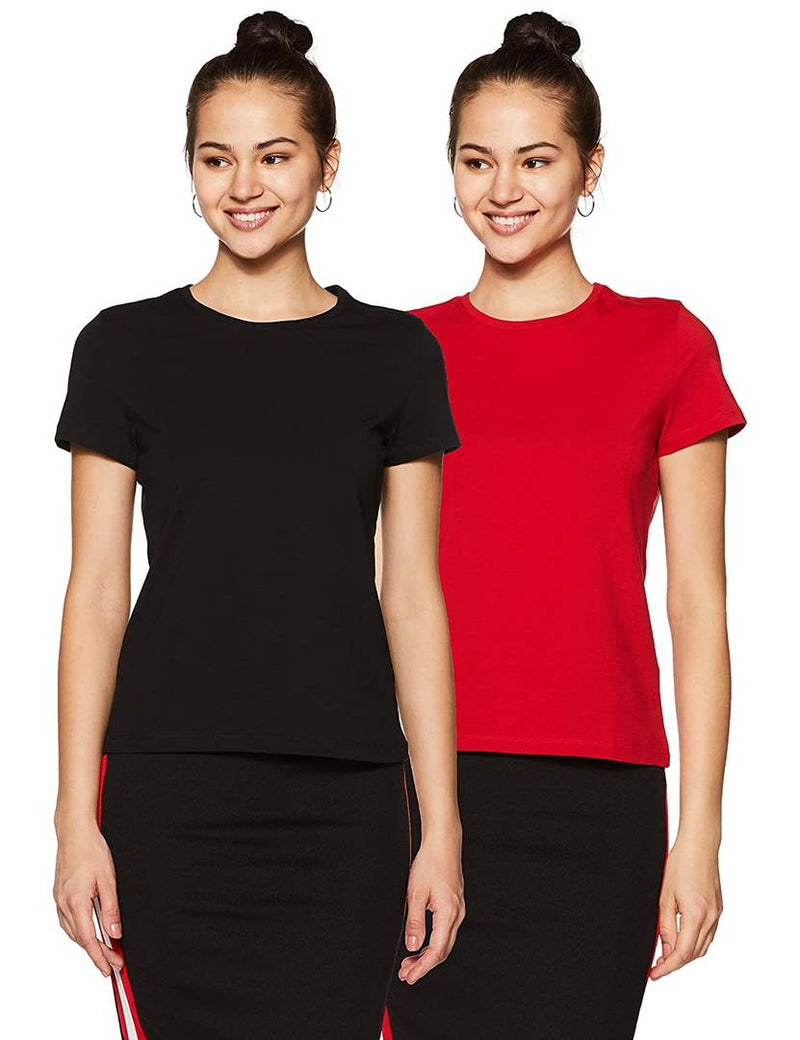Womens Cotton Pack Of 2 Solid Tshirts