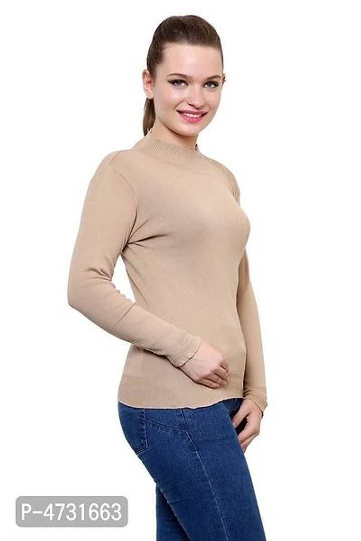 Alluring Khaki Acrylic Solid Tops For Women