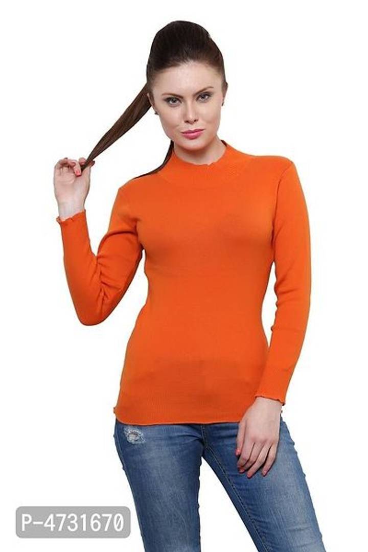 Alluring Orange Acrylic Solid Tops For Women