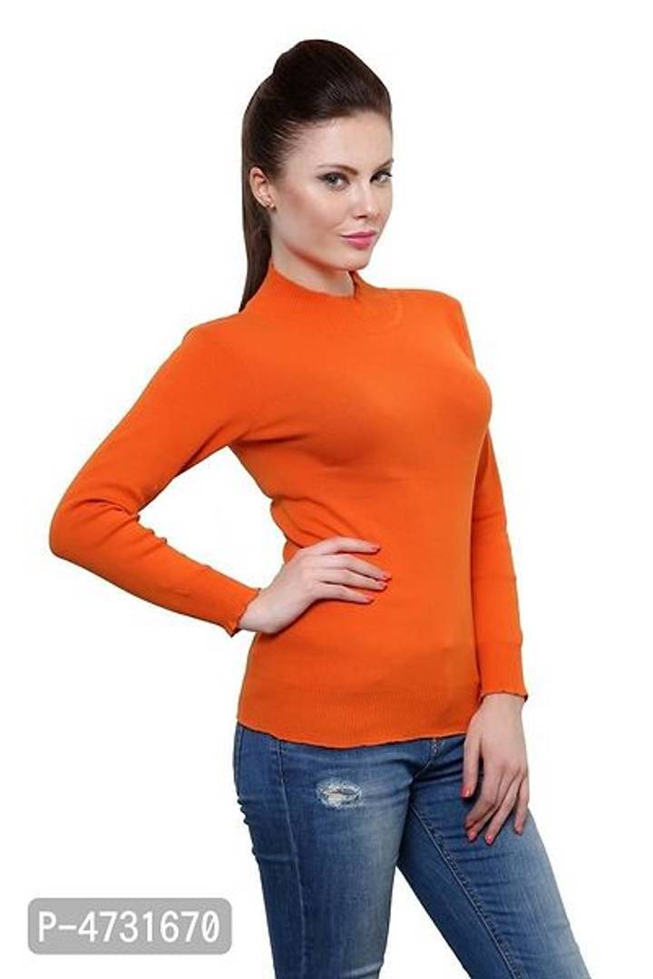 Alluring Orange Acrylic Solid Tops For Women