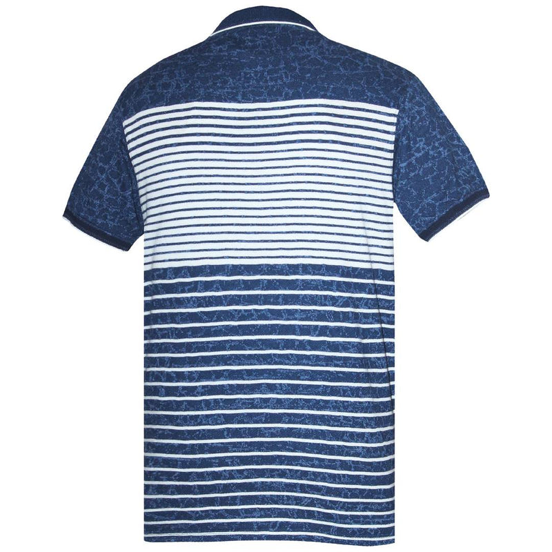 Men's Navy Blue Striped Cotton Polos