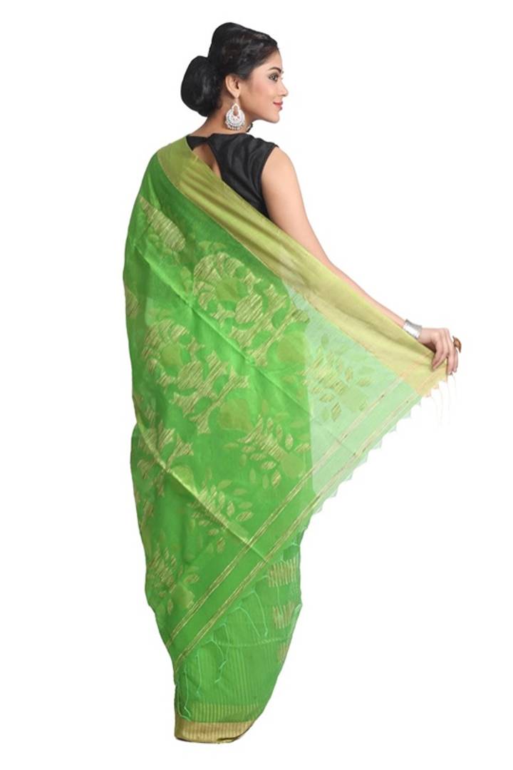 Women's Jamdani Cotton Silk Saree with Blouse piece