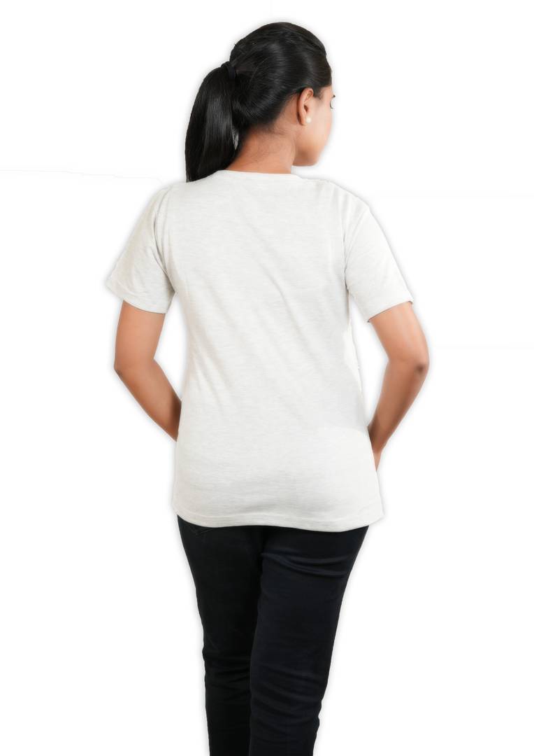 Stylish Cotton White Printed Round Neck T-shirt For Women