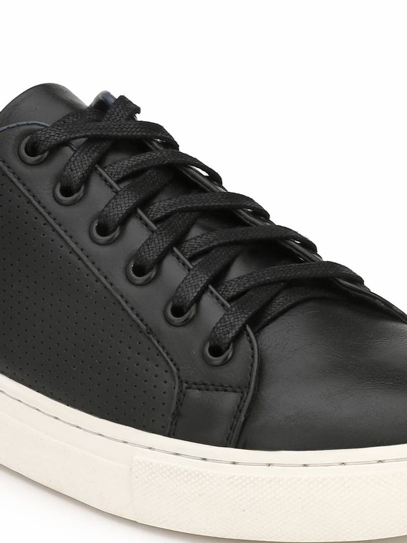 Men's Stylish and Trendy Black Solid Synthetic Leather Casual Sneakers