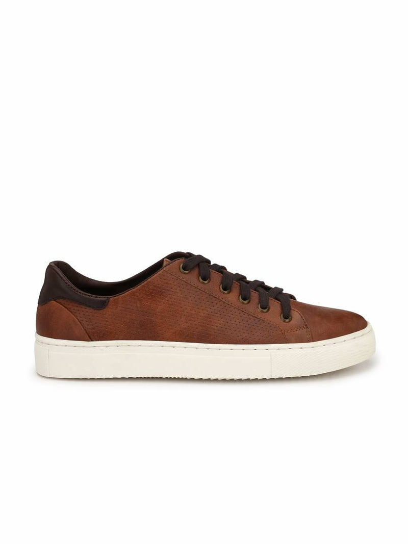 Men's Stylish and Trendy Tan Solid Synthetic Leather Casual Sneakers