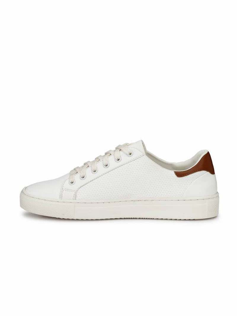 Men's Stylish and Trendy White Solid Synthetic Leather Casual Sneakers