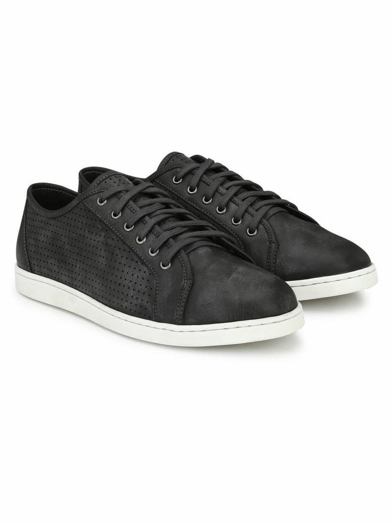 Men's Stylish and Trendy Grey Solid Synthetic Leather Casual Sneakers