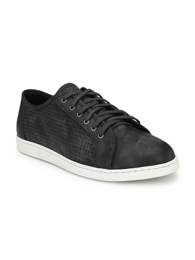 Men's Stylish and Trendy Grey Solid Synthetic Leather Casual Sneakers