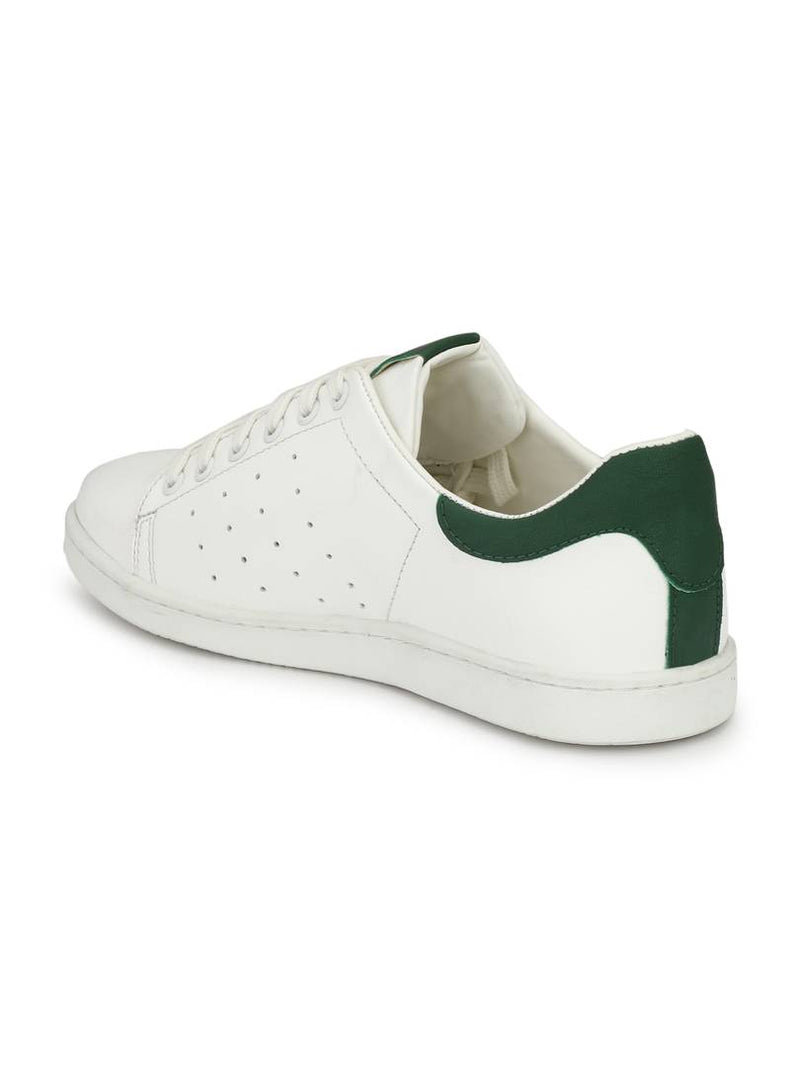 Men's Stylish and Trendy White Solid Synthetic Leather Casual Sneakers