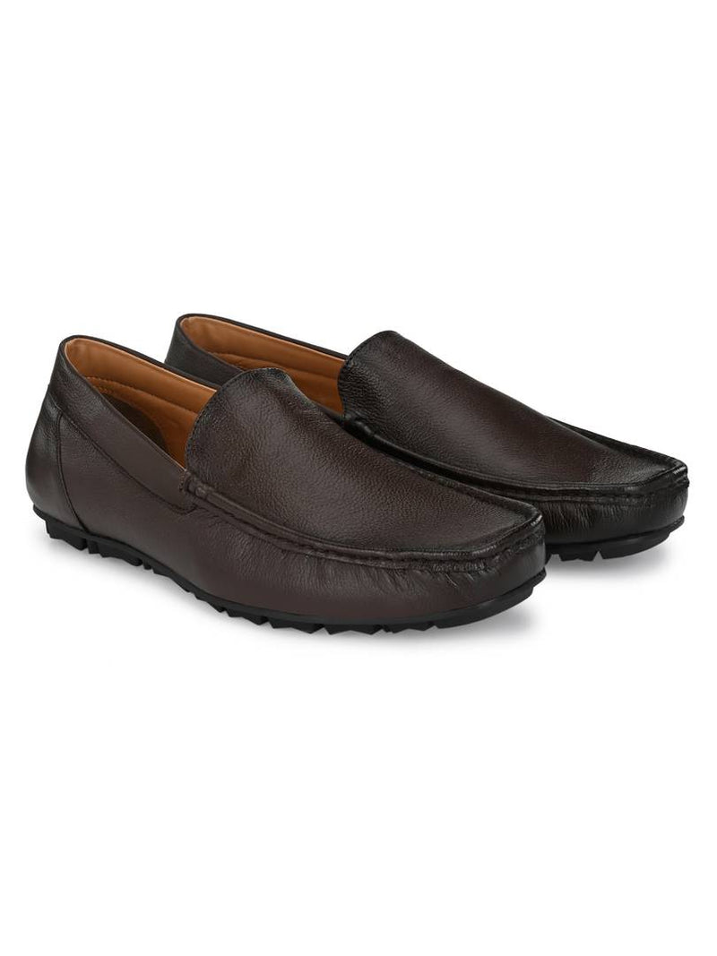 Men's Stylish and Trendy Brown Solid Leather Casual Loafers