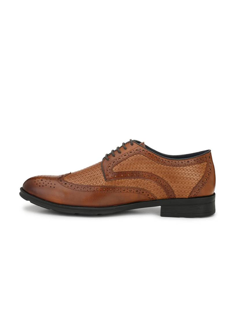 Men's Stylish and Trendy Tan Textured Synthetic Leather Formal Derbys Shoes