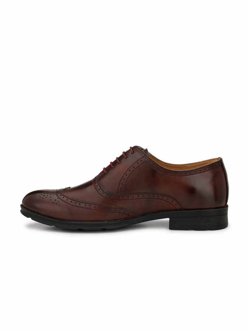 Men's Stylish and Trendy Maroon Solid Synthetic Leather Formal Oxfords Shoes