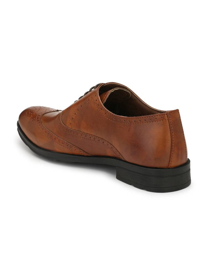 Men's Stylish and Trendy Tan Textured Synthetic Leather Formal Oxfords Shoes