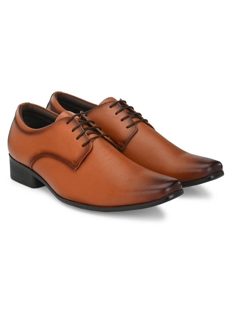 Men's Stylish and Trendy Tan Solid Leather Formal Derbys Shoes