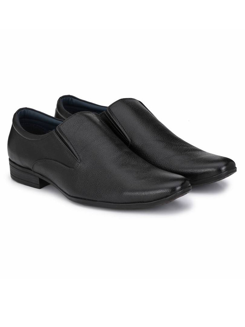 Men's Stylish and Trendy Black Solid Leather Formal Slip-On Shoes