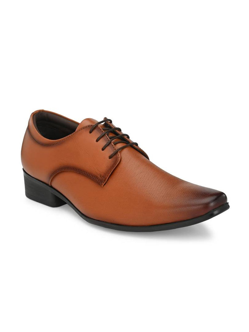 Men's Stylish and Trendy Tan Solid Leather Formal Derbys Shoes