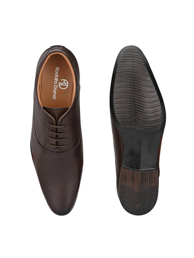 Men's Stylish and Trendy Brown Solid Leather Formal Oxfords Shoes