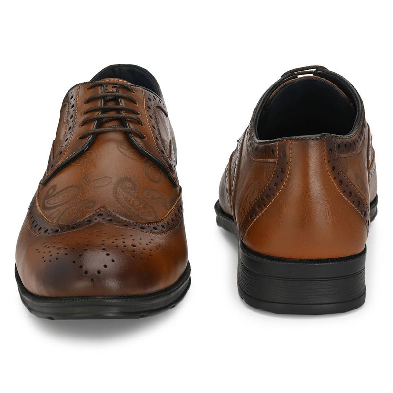 Men's Stylish and Trendy Tan Solid Synthetic Leather Formal Derbys Shoes