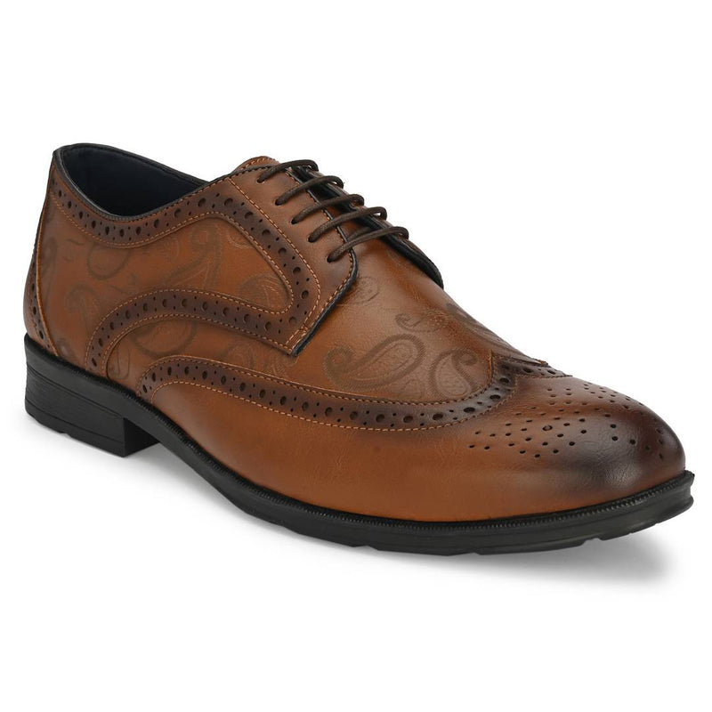 Men's Stylish and Trendy Tan Solid Synthetic Leather Formal Derbys Shoes