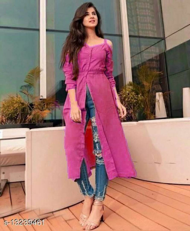 Rayon Solid A-Line Self Pattern Kurta