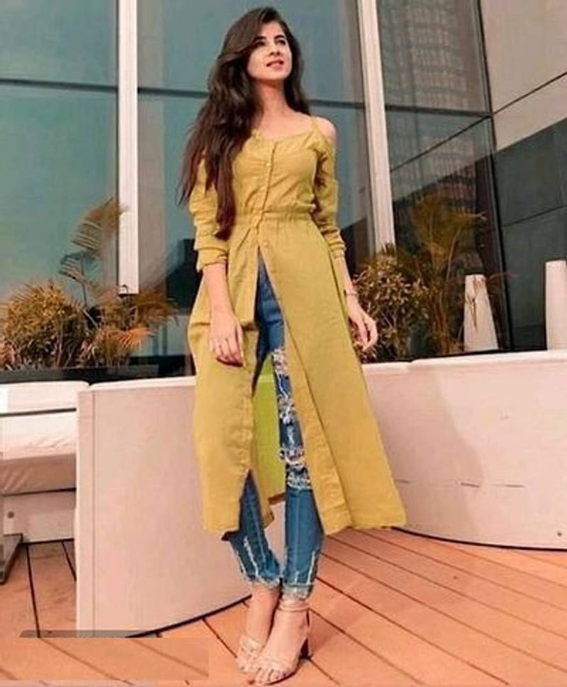 Rayon Solid A-Line Self Pattern Kurta
