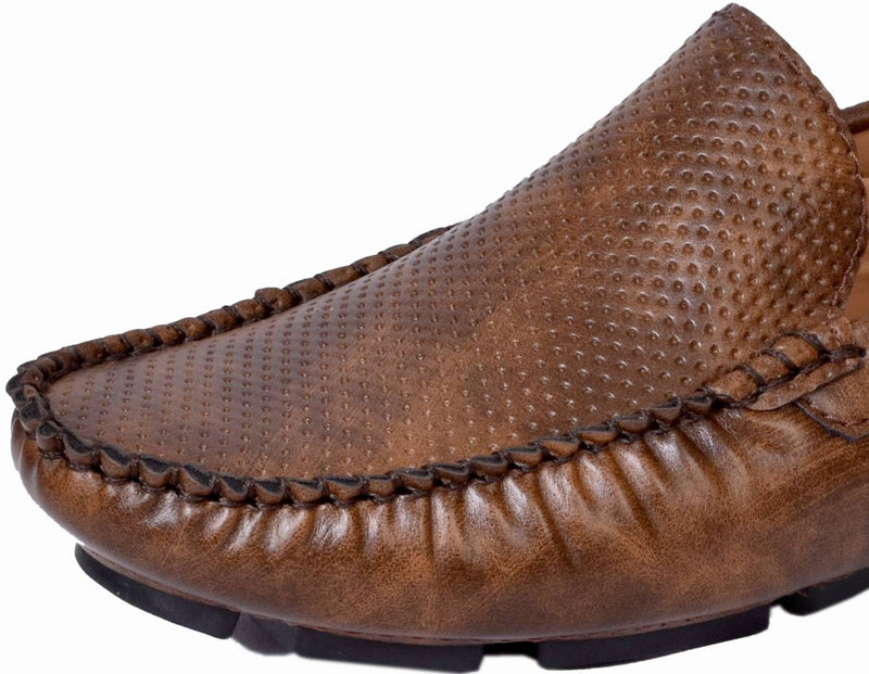 Men's Stylish and Trendy Brown Textured Synthetic Leather Casual Loafers