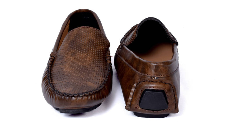 Men's Stylish and Trendy Brown Textured Synthetic Leather Casual Loafers