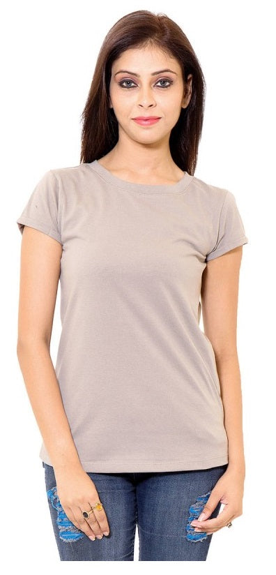 Gray Cotton Western Solid Short Sleeve Top