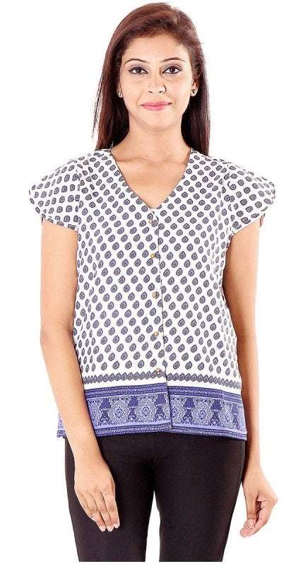 Polyester Printed Blue Top