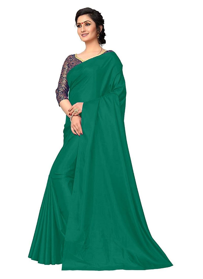 Generic Women's Zoya Silk Saree (Green, 5-6 Mtrs)