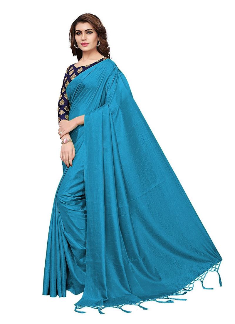 Generic Women's Zoya Silk Saree (Sky, 5-6 Mtrs)