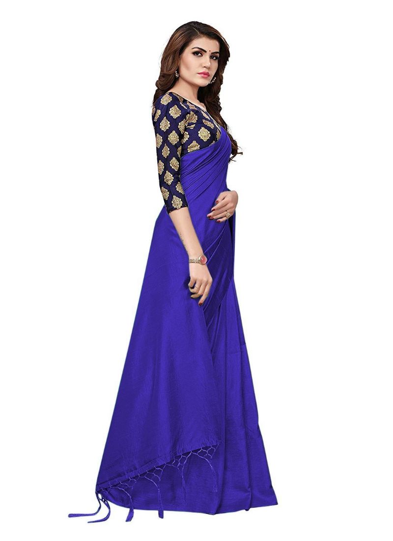 Generic Women's Zoya Silk Saree (Royal Blue, 5-6 Mtrs)