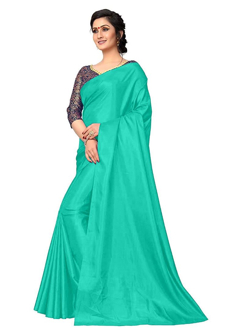 Generic Women's Zoya Silk Saree (Sea Green, 5-6 Mtrs)