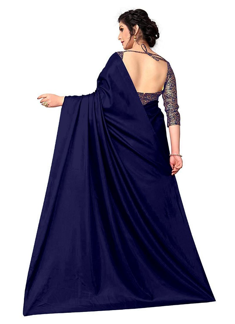Generic Women's Zoya Silk Saree (Navy Blue, 5-6 Mtrs)