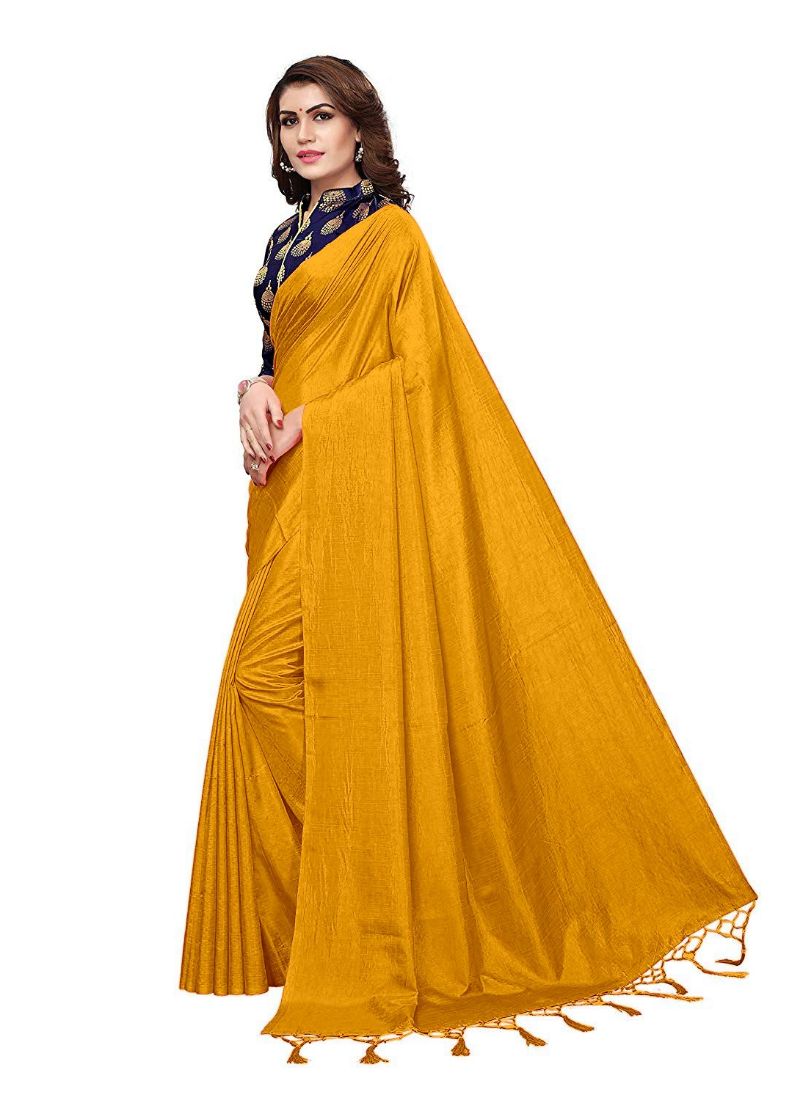 Generic Women's Zoya Silk Saree (Mustard, 5-6 Mtrs)