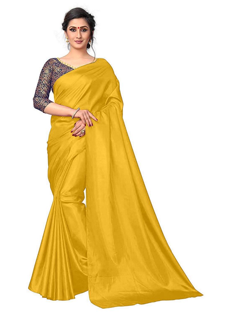 Generic Women's Zoya Silk Saree (Yellow, 5-6 Mtrs)