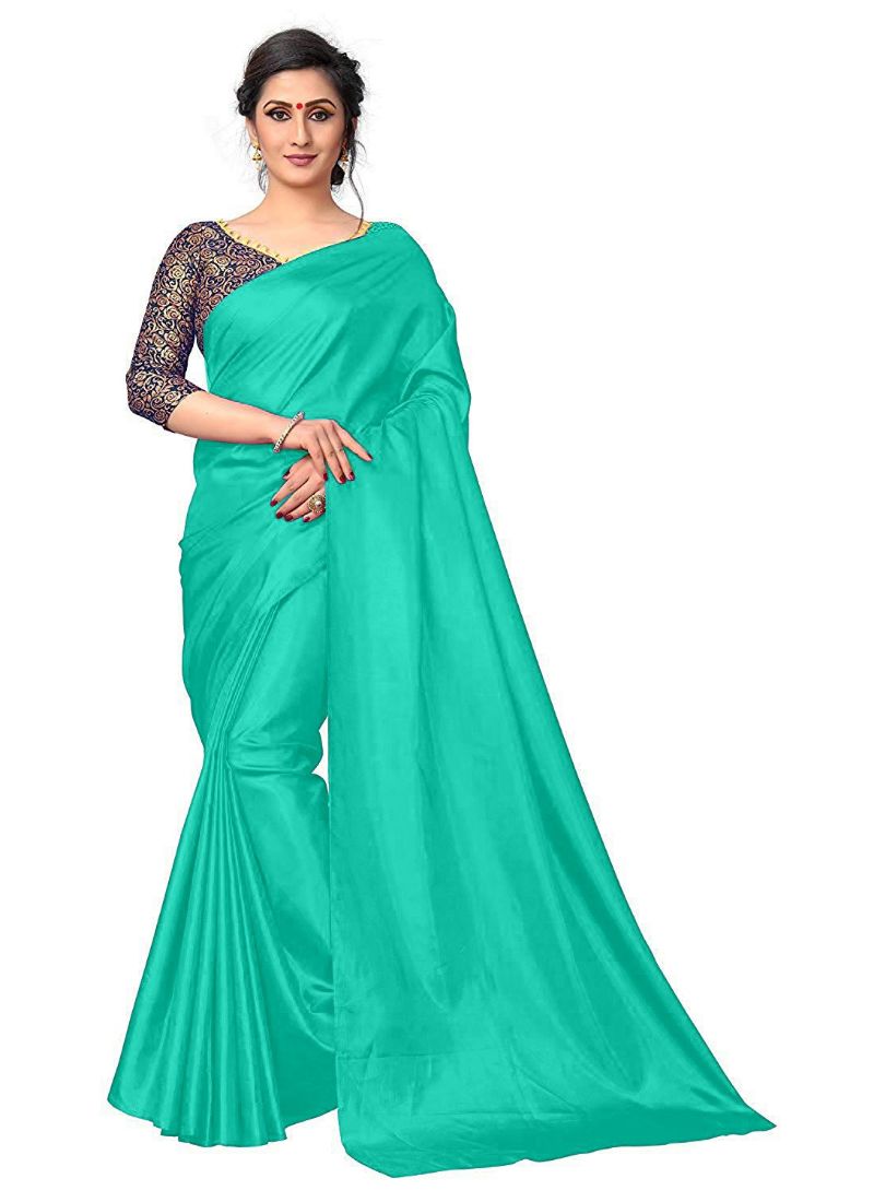Generic Women's Zoya Silk Saree (Sea Green, 5-6 Mtrs)