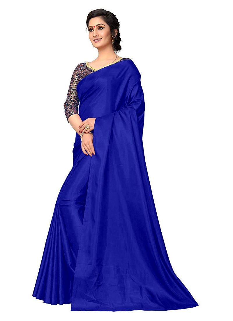 Generic Women's Zoya Silk Saree (Royal Blue, 5-6 Mtrs)