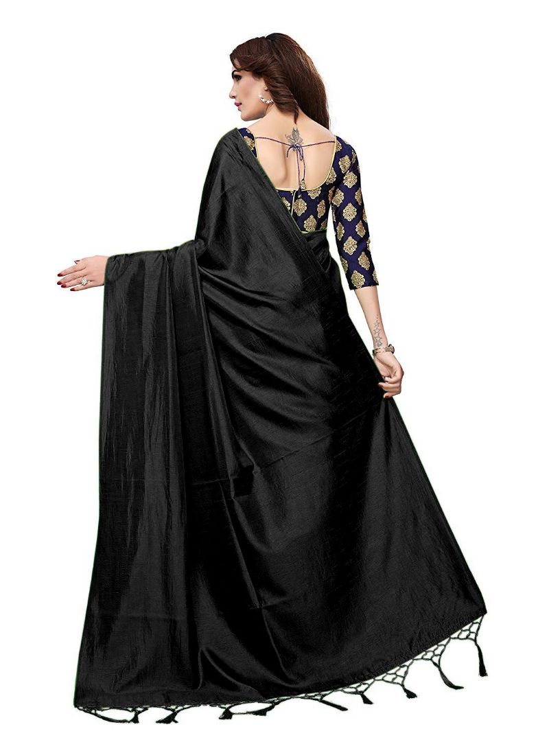 Generic Women's Zoya Silk Saree (Black, 5-6 Mtrs)