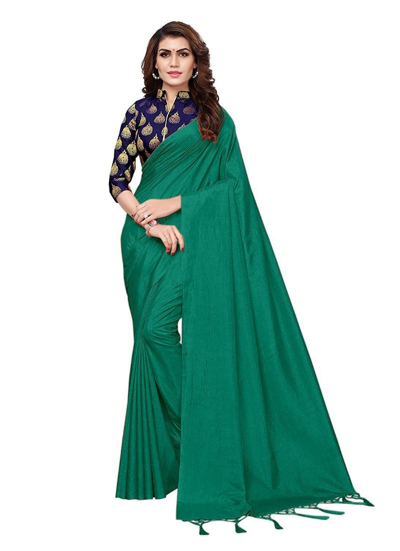 Generic Women's Zoya Silk Saree (Green, 5-6 Mtrs)