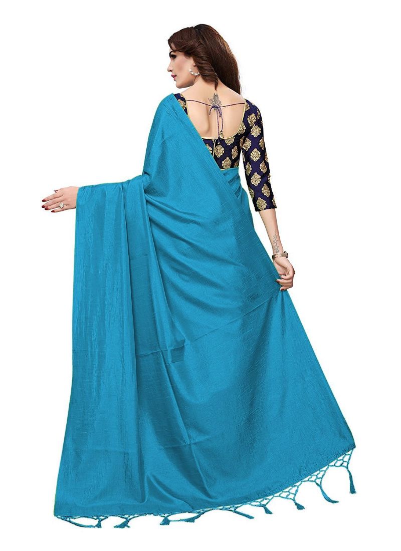 Generic Women's Zoya Silk Saree (Sky, 5-6 Mtrs)