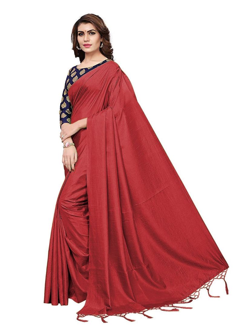 Generic Women's Zoya Silk Saree (Red, 5-6 Mtrs)