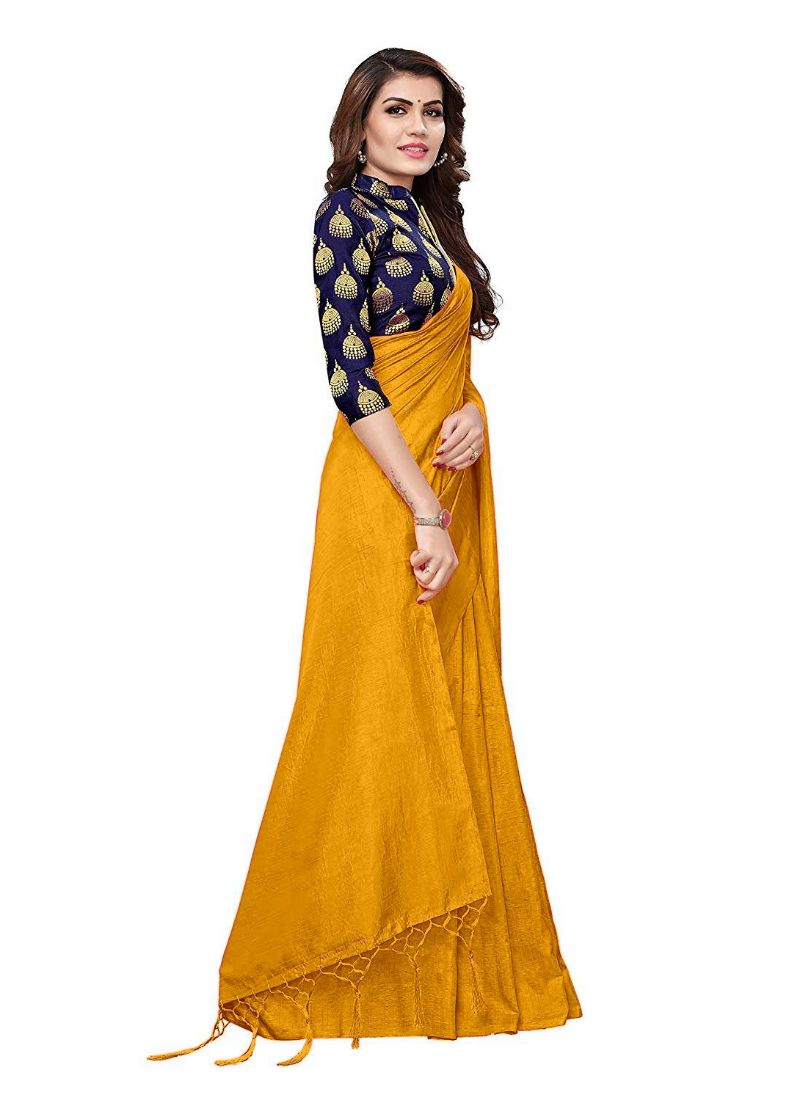 Generic Women's Zoya Silk Saree (Mustard, 5-6 Mtrs)
