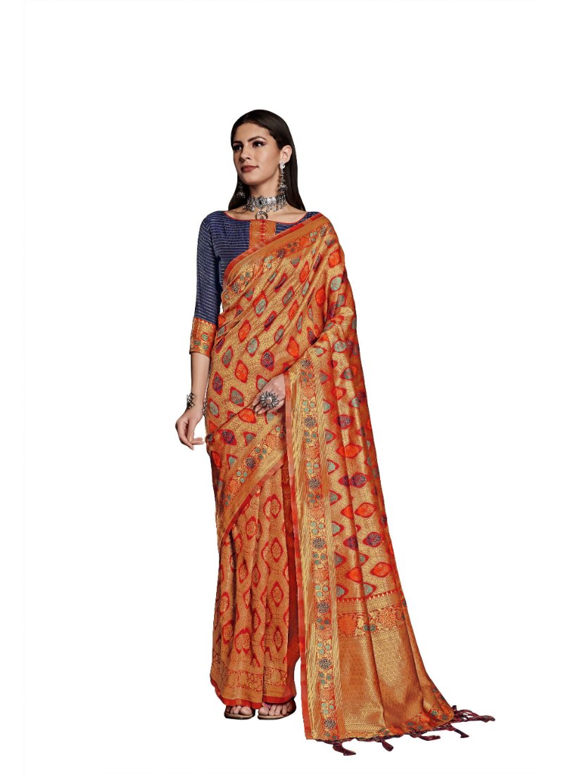 Generic Women's Banarasi Art Silk Saree With Blouse (Red, 5-6 Mtrs)