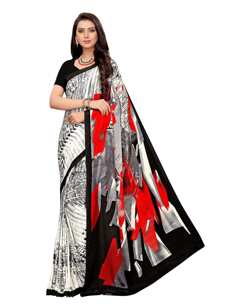 Generic Women's Crepe Saree With Blouse (Black, 5-6 Mtrs)